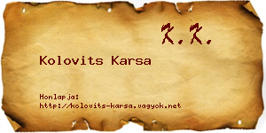 Kolovits Karsa névjegykártya